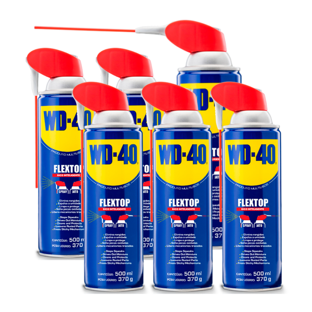 Kit 6 Wd40 Spray Flextop 500ml Lubrificante Desengripante Anticorrosivo Wd-40