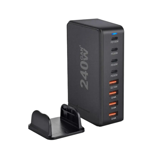 Carregador Turbo 240w Gan 3 Iphone Macbook Pro 8 Portas