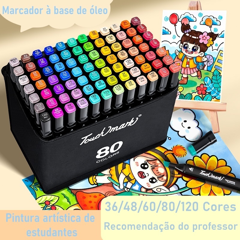 36/48/60/80/120 peças Caneta Marcadora De Cabeça Dupla Conjunto De Canetas De Aquarela Especial Para Crianças