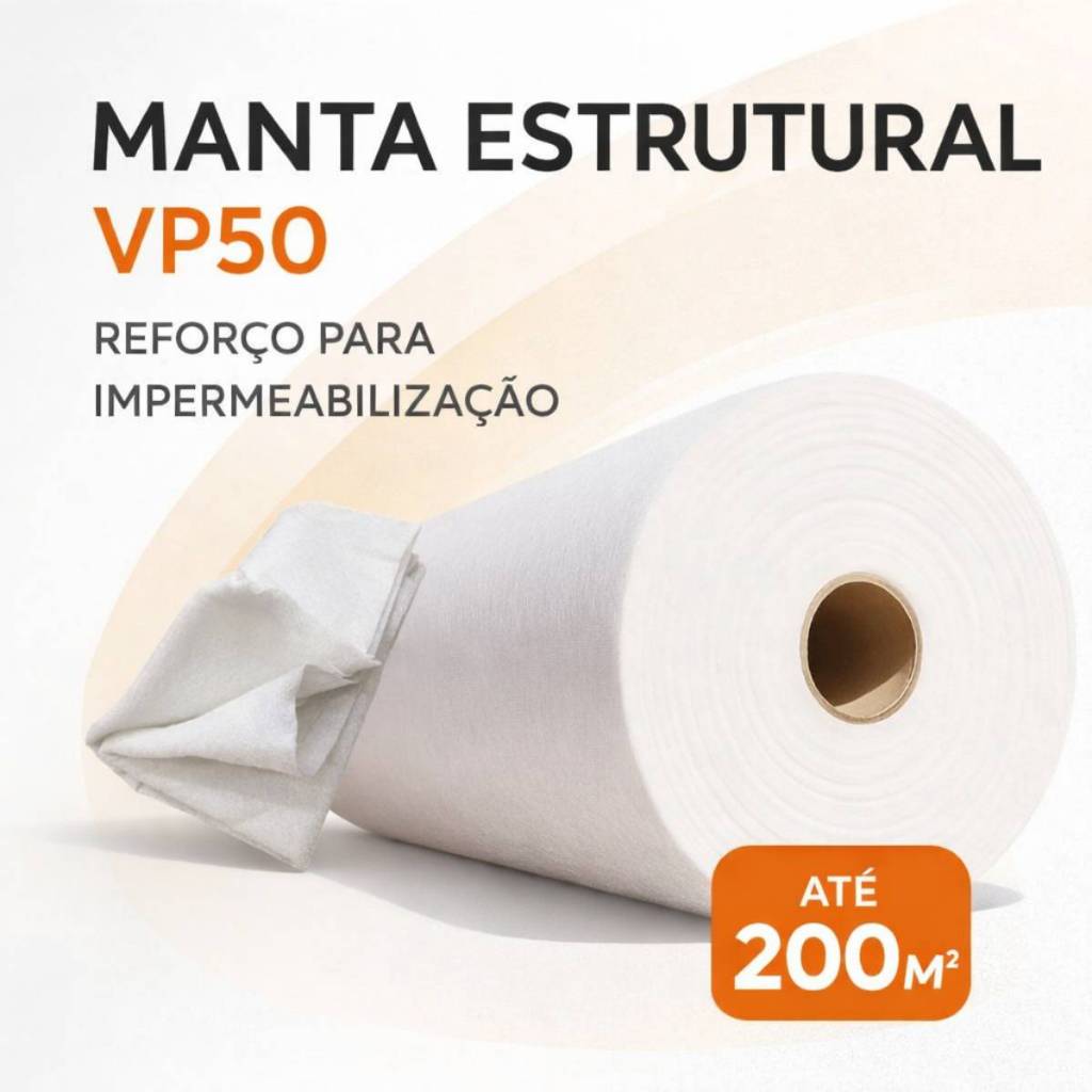 Manta Estrutural VP50 200m Para Manta Líquida Impermeabilização Telhado Laje Reforço Profissional