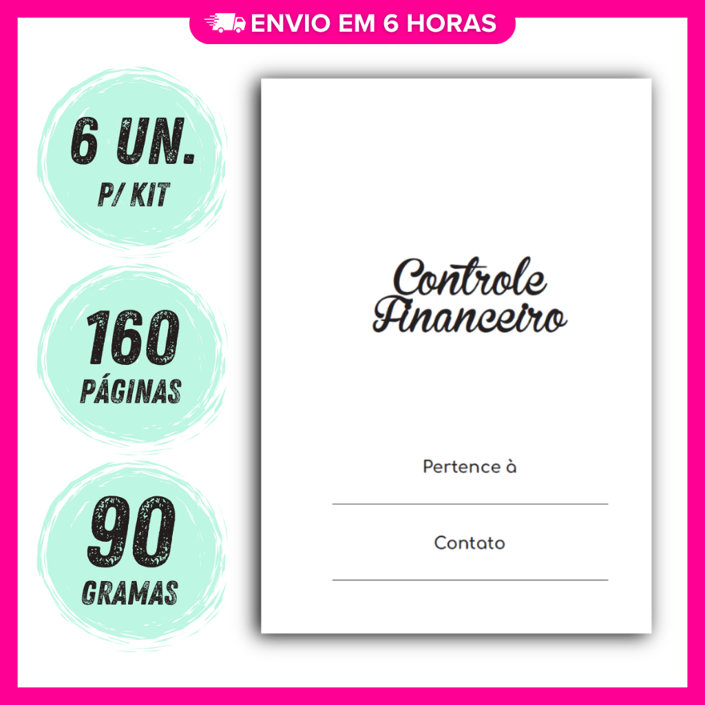 Kit 6 Unid. Miolo Controle Financeiro - Planner Organizador de Contas Mensal