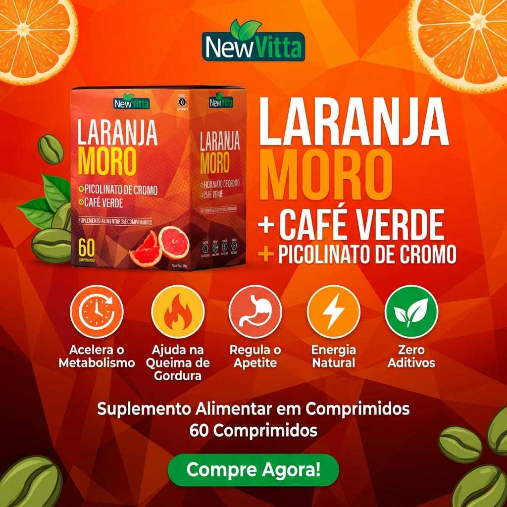 Laranja Moro c/ Picolinato de Cromo e Café Verde (Acelera Metabolismo, Termogênico Reduz Compulsão)