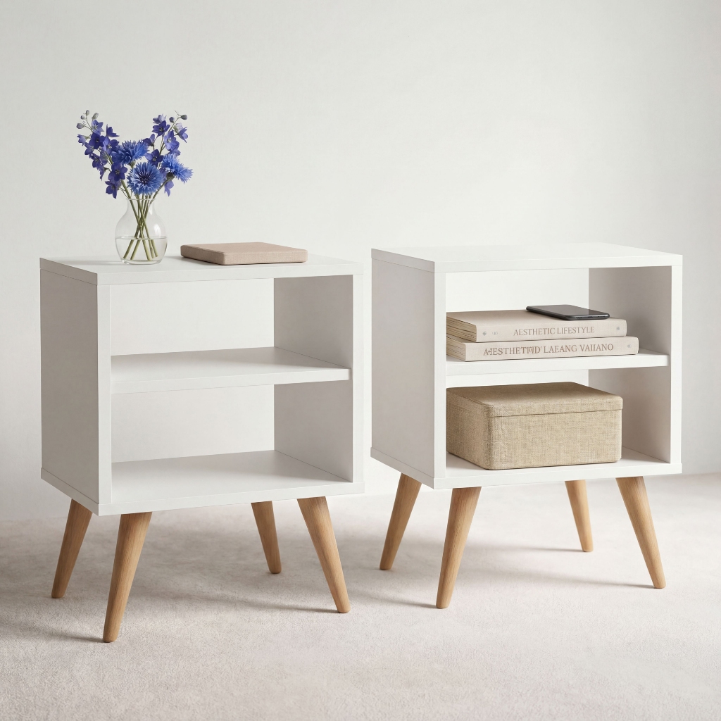Kit 2 Mesas de Cabeceira Retro para Quarto Casal ou Solteiro Nicho Decoração em Oferta na Shopee