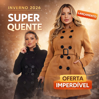 Casaco Sobretudo Feminino Lã Batida Outono E Inverno Elegante E Quente Promoção!!! em Oferta na Shopee