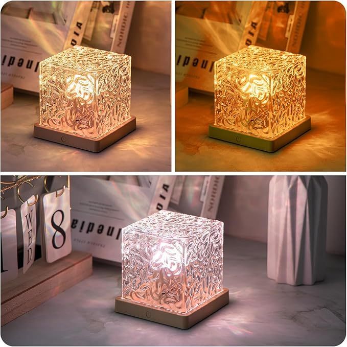 Projector Luz Nocturna Criativa Ondulação De Água Acrílica Rotativa Lâmpada Com Cristal Onda Marinha em Oferta na Shopee