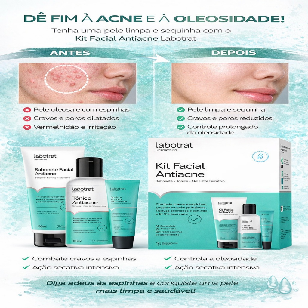 Kit Sabonete Tônico Facial E Gel Secativo Antiacne Labotrat