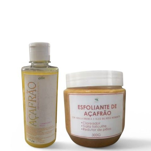 Sabonete liquido de açafrão e esfoliante corporal de açafrão com oleo de rosa mosqueta