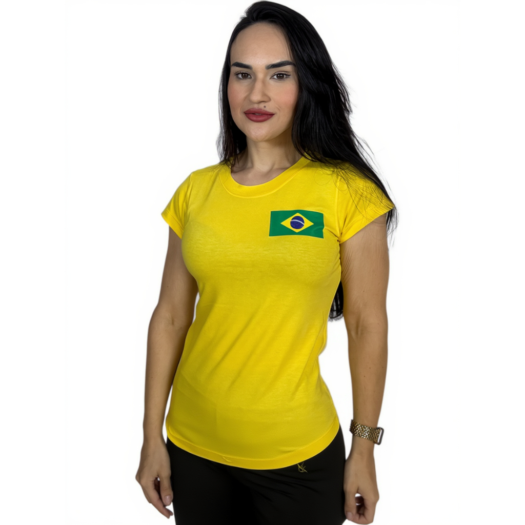 Camisa baby look feminina para copa do mundo 2026 moda plus size casual estampa da bandeira