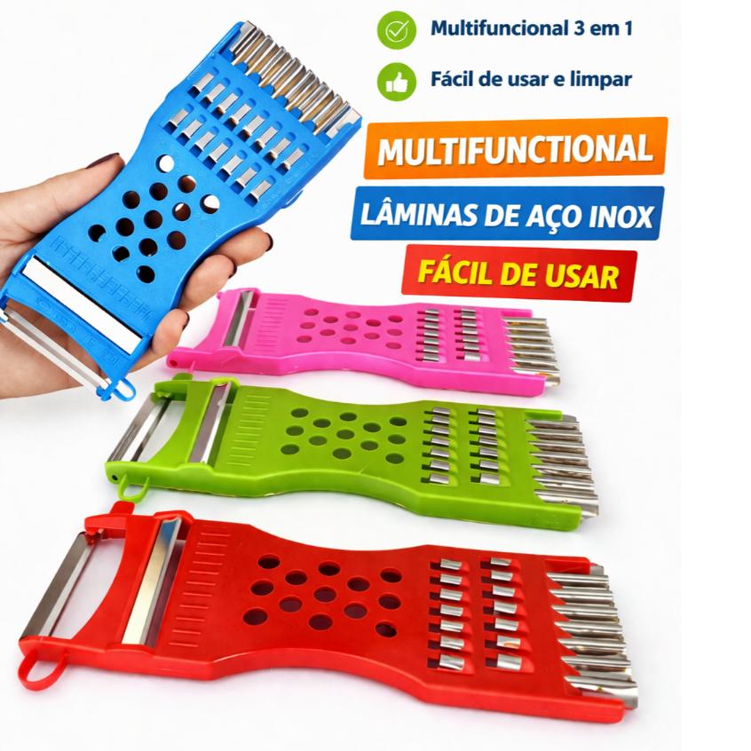 Descascador Multiuso 4 em 1 com 4 Lâminas Inox – Ralador, Fatiador e Cortador de Legumes