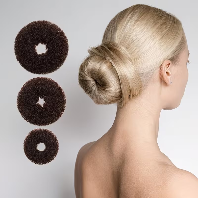 Kit 3 Rosquinha de Cabelo Espuma para Coque P M G Preto Marrom Bege