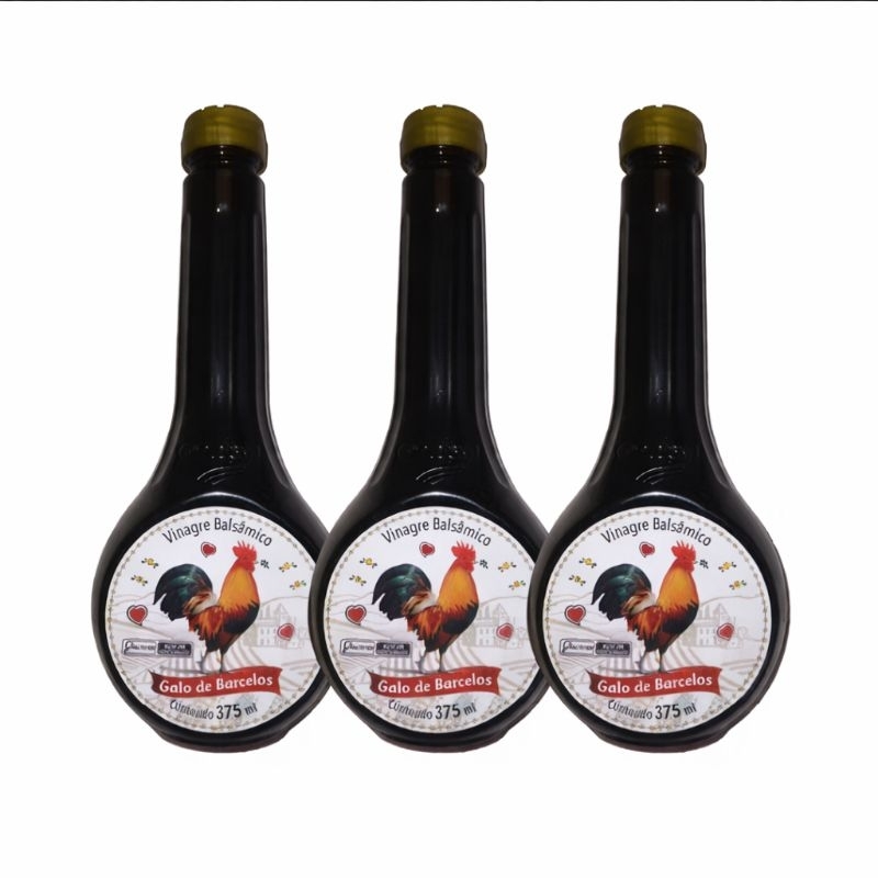 3 Vinagres Balsâmico Galo De Barcelos Orgânico 375ml Dieta Detox Original Lacrado