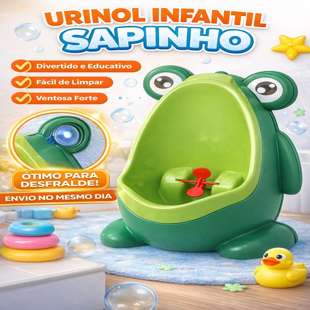 Mictório Infantil Sapinho Verde Desfralde Menino + Ventosa Grátis (Envio Imediato)