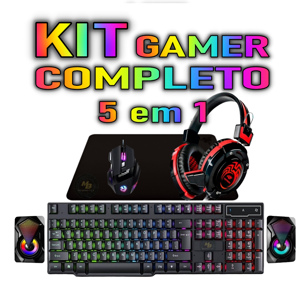 Kit Gamer completo, mouse e teclado Retro iluminado + Headset RGB + mouse pad PROMOÇÃO
