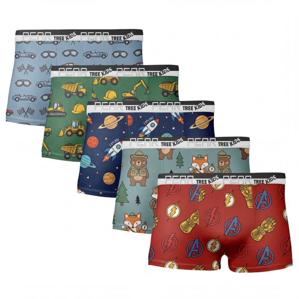 Kit Cueca Box Infantil Microfibra Original Forro 100% Algodão Cueca Boxer para Crianças Estampada