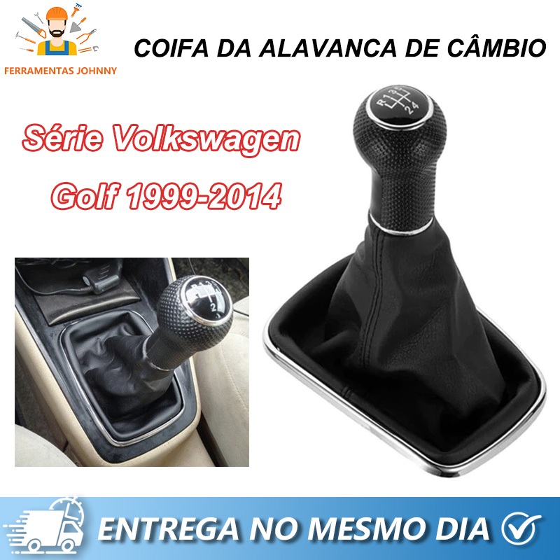 Coifa Manopla De Cambio Acessorios Série Volkswagen Golf Com Aro Cromado（1999 a 2014）