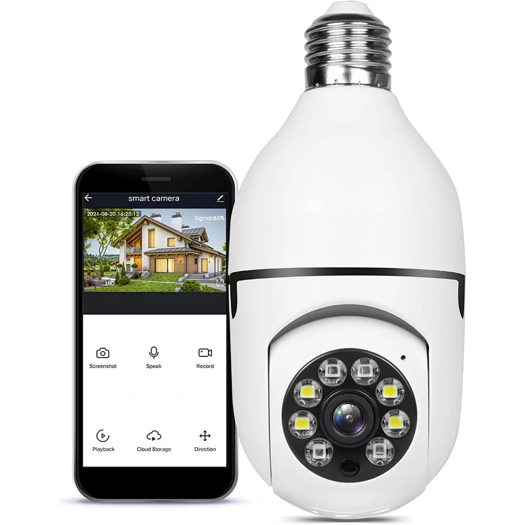Câmera WiFi IP Giratória 360° Rosca Bocal PTZ Full HD Visão Noturna Kit Segurança Casa ✨📹🔧