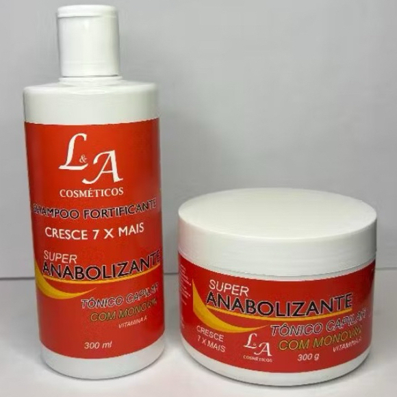 Kit Anabolizante Capilar Shampoo & Máscara Cresce 7x+ L&A Cosméticos Hidrata, Realça Brilho Dos Fios