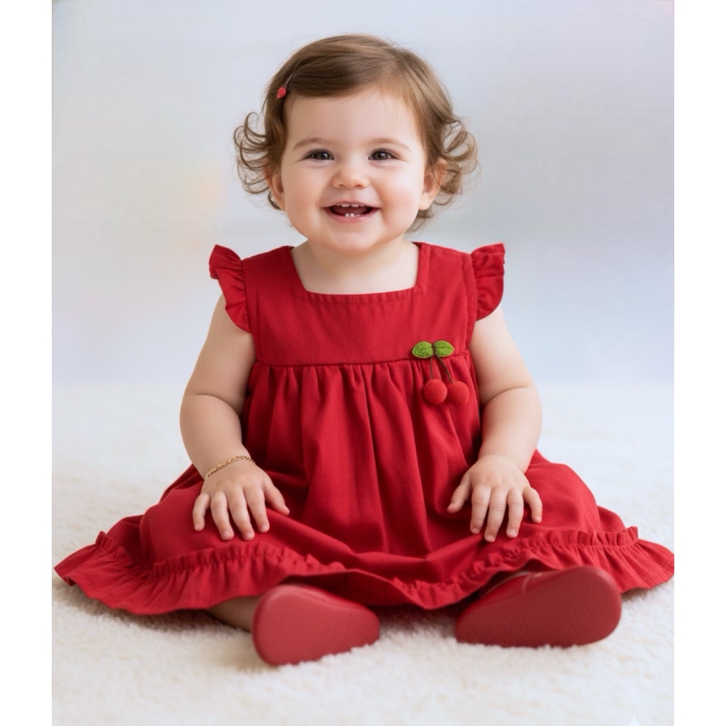 Vestido Bebê Mundo Nina Infantil Vermelho Luxo 100% Algodão em Oferta na Shopee