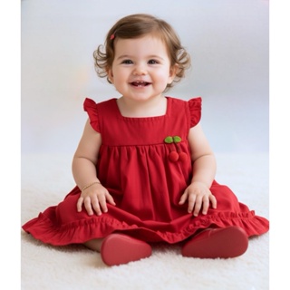 Vestido Bebê Mundo Nina Infantil Vermelho Luxo 100% Algodão em Oferta na Shopee