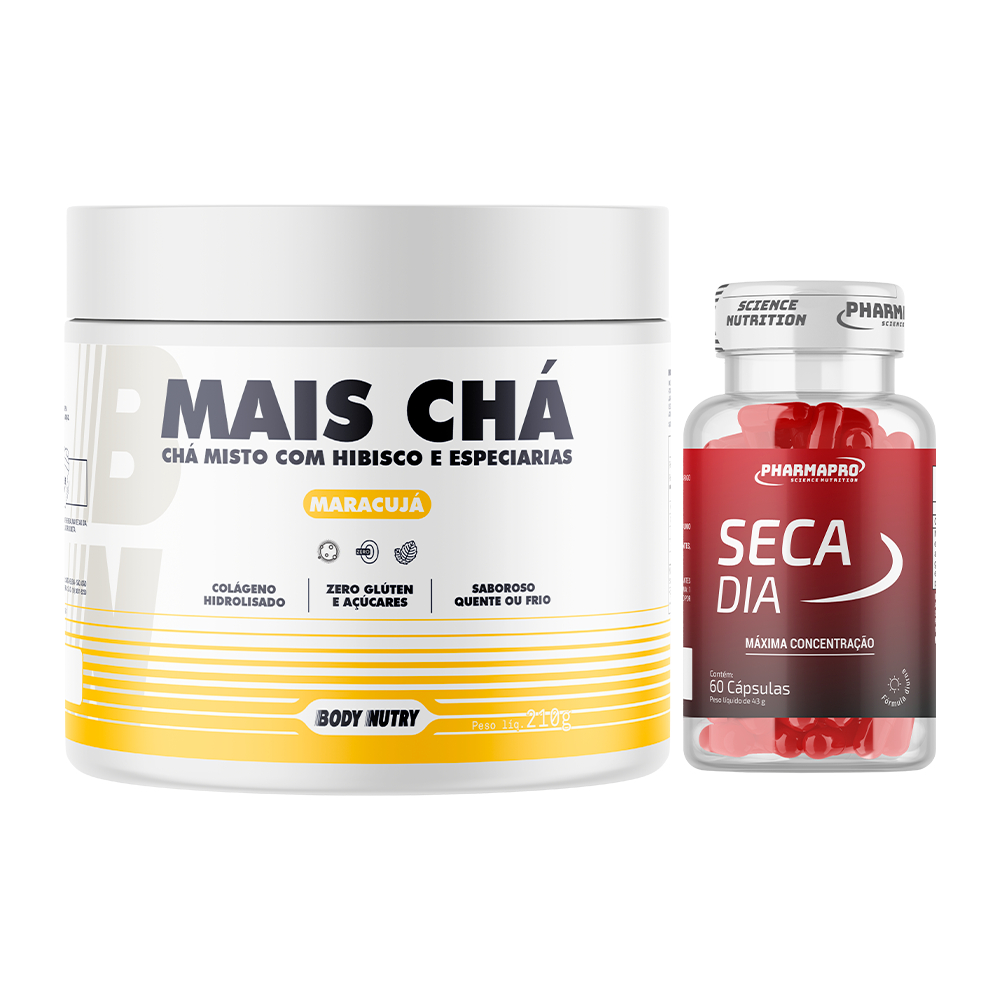 Mais Chá + Séc. Dia ou Séc. Noite - Body Nutry Suplementos Termogênicos Diurnos e Noturnos + Energia
