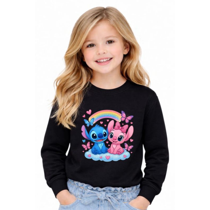moleton infantil Frio Stitch e Angel Lilo Disney festa menina  algodão  juvenil crianças  tamanho 2 ao 14
