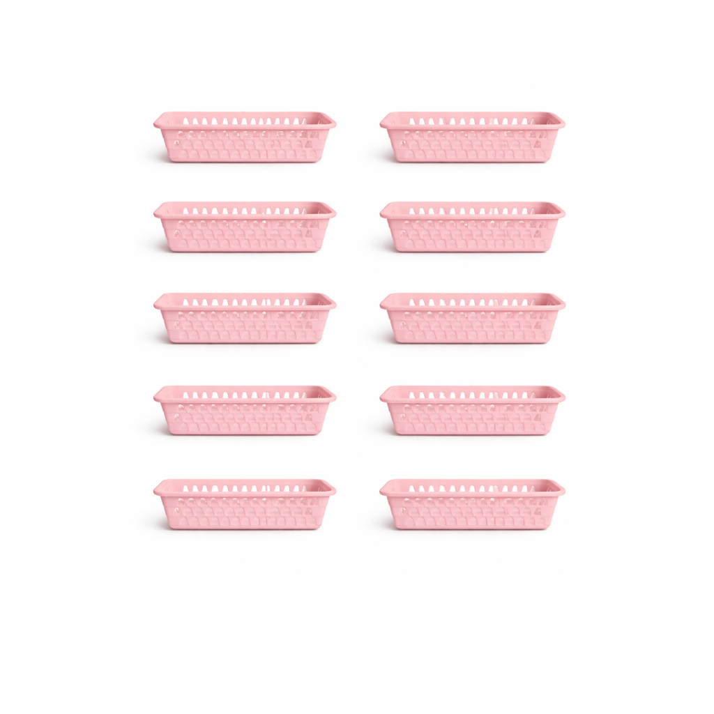 Kit 10 Cesto Organizador Multiuso Gaveta Retangular Rosa Cestinho em Oferta na Shopee