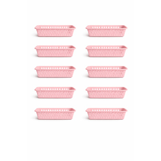 Kit 10 Cesto Organizador Multiuso Gaveta Retangular Rosa Cestinho em Oferta na Shopee