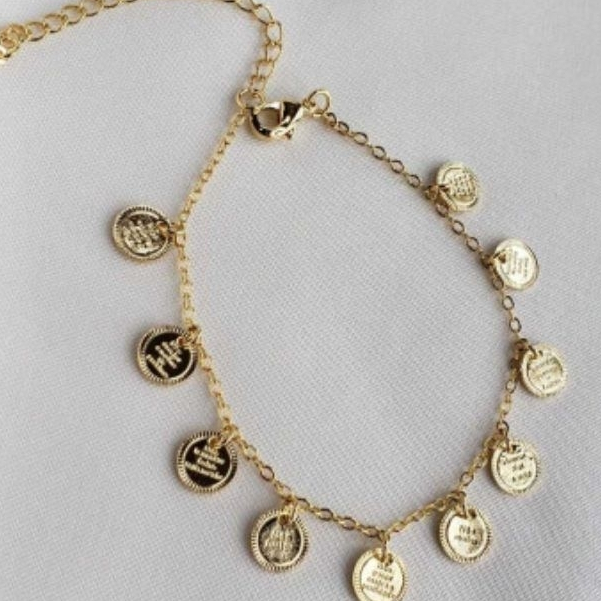 pulseira 10 Mandamentos folheado a Ouro 18k femenino