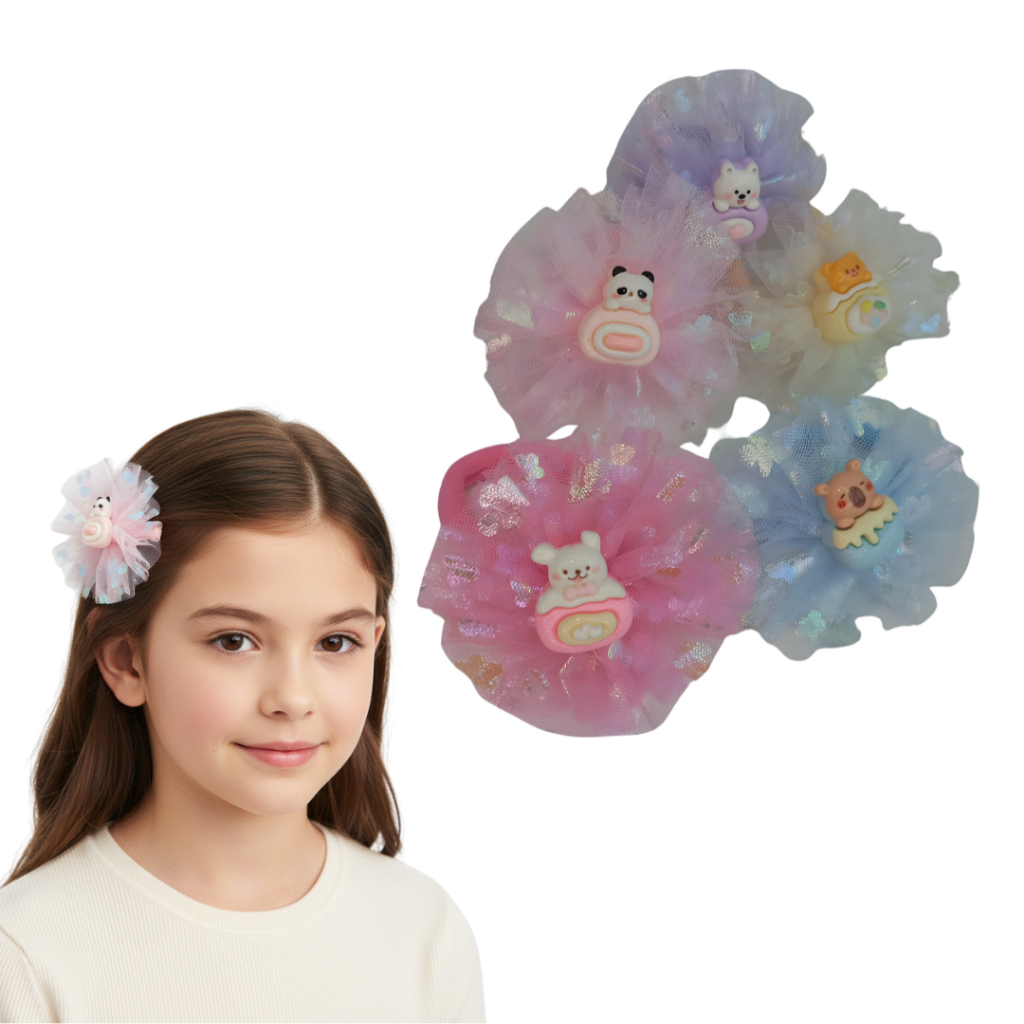 Kit 10 Laços de Cabelo Laços de Cabelo Xuxa Infantil Rabicós Xuxinha de Tule