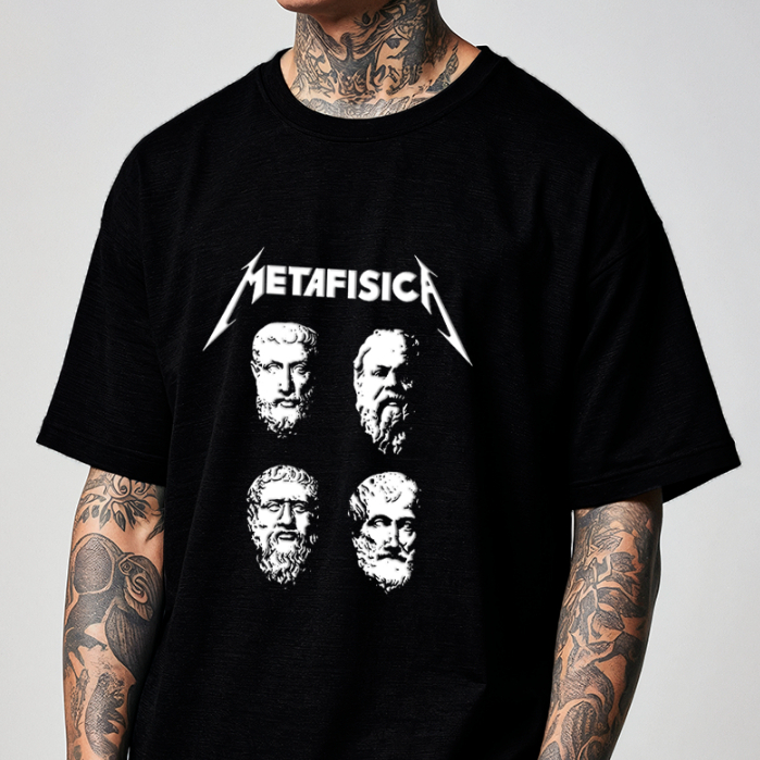 Camiseta METAFÍSICA Streetwear 100% Algodão Conforto Qualidade Filosofia Matemática Metallica Banda