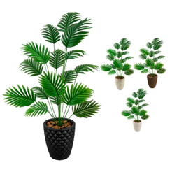 Palmeira Artifical + Vaso Polietileno Completo Cores Acompanha Casca Pinus