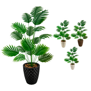 Palmeira Artifical + Vaso Polietileno Completo Cores Acompanha Casca Pinus em Oferta na Shopee