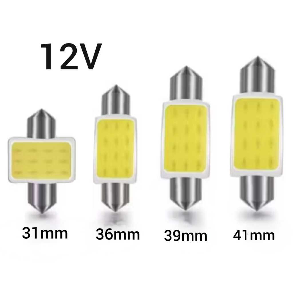 Lâmpada Torpedo Led Automotiva Cob 12V 6500k  Branco Frio Teto Porta-Luvas Porta-Malas Luz de Placa