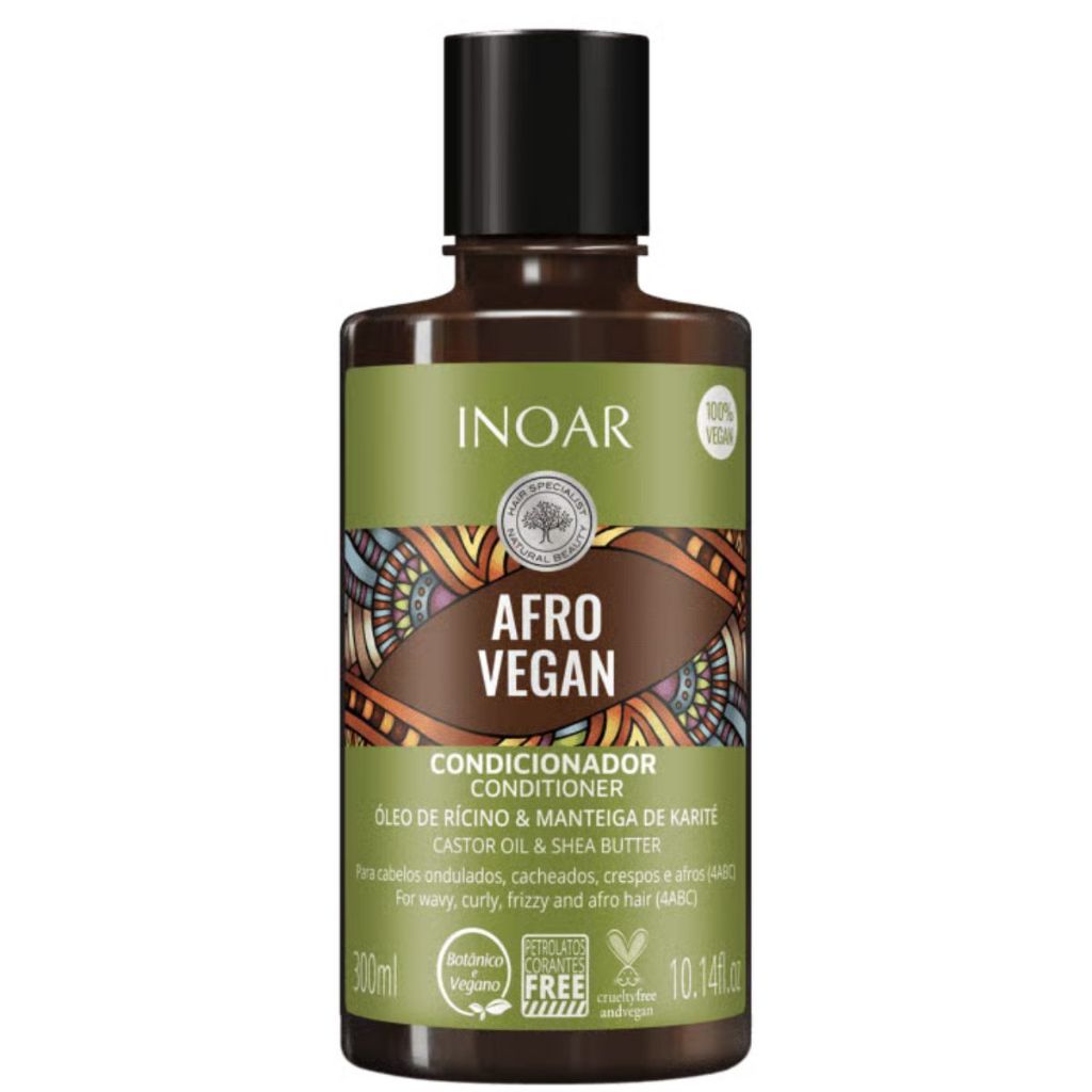INOAR CONDICIONADOR AFRO VEGAN ÓLEO DE RÍCINO E MANTEIGA KARITÉ  300ML. 06/2028