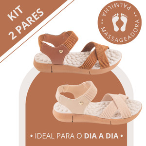 Kit 2 Pares Sandália Ortopédica Feminina com Palmilha Massageadora Conforto Total