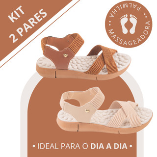 Kit 2 Pares Sandália Ortopédica Feminina com Palmilha Massageadora Conforto Total