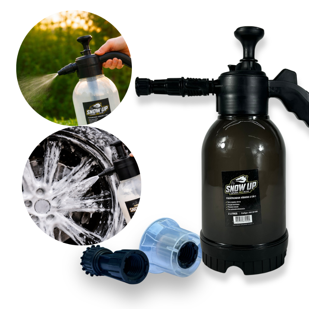 Snow Foam Manual Pulverizador de Espuma Automotivo 2 Litros Com 2 Bicos profissional Snow UP Alto Desempenho
