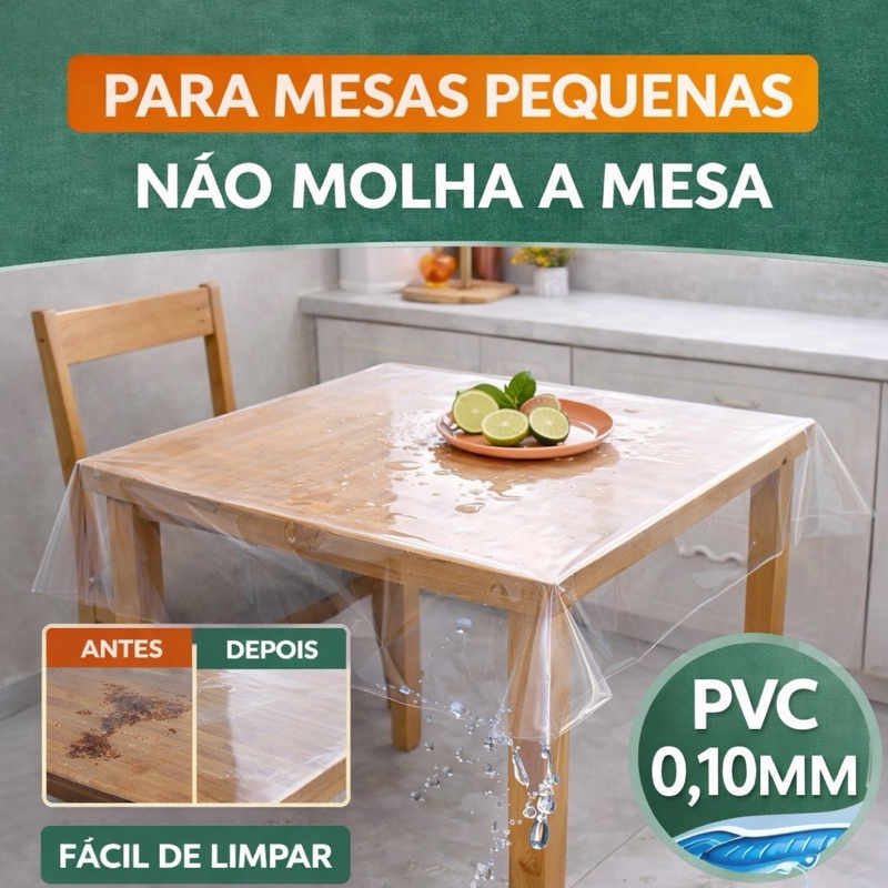 Toalha Mesa Transparente Pequena PVC Impermeável Anti Mancha Proteção Mesa Cozinha Sob Medida