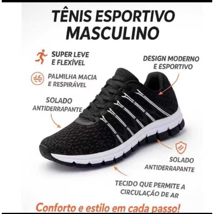 Tênis Feminino Masculino  Esportivo Caminhada Academia Leve Macio Confortavel