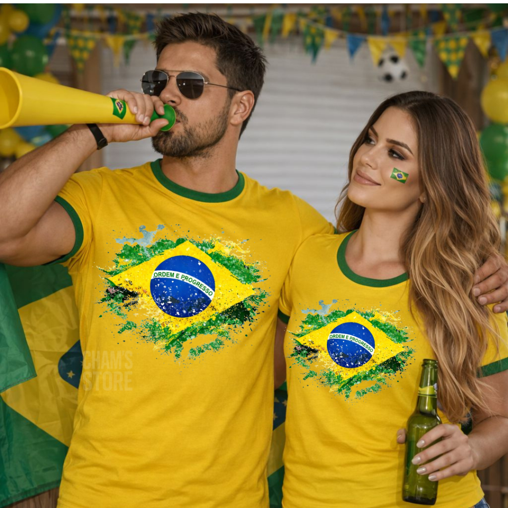 Camiseta do Brasil Feminina e Masculina Camisa Hexa 2026 seleção brasileira 100% Algodão
