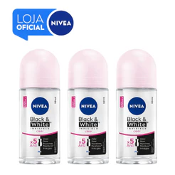 KIT NIVEA Desodorante Roll-on Black & White INVISIBLE Clear 50ml - 3 unidades