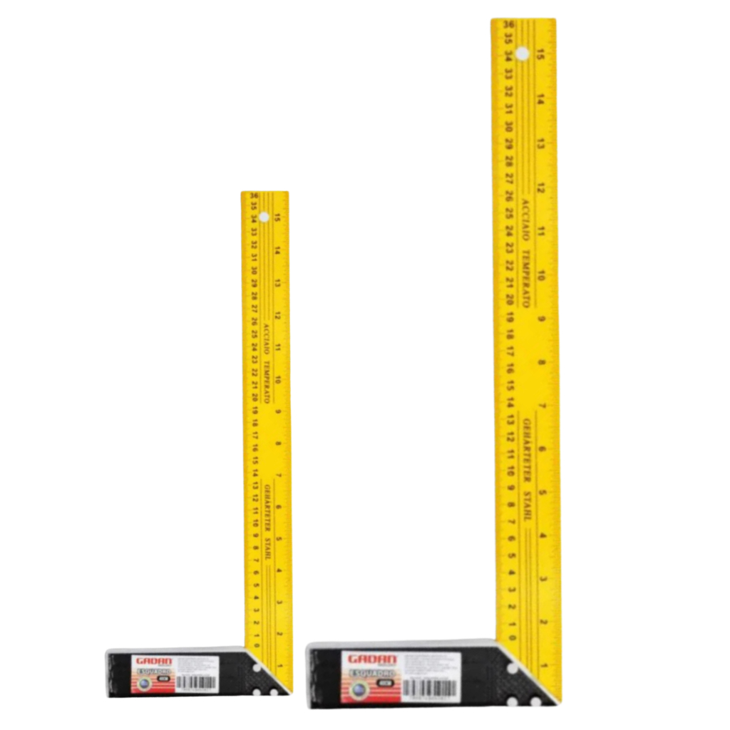 Esquadro Profissional 40cm ou 30cm de Aço Carpinteiro Pedreiro Bloco Tijolos Régua Metálica + Nível 40cm ou 30cm