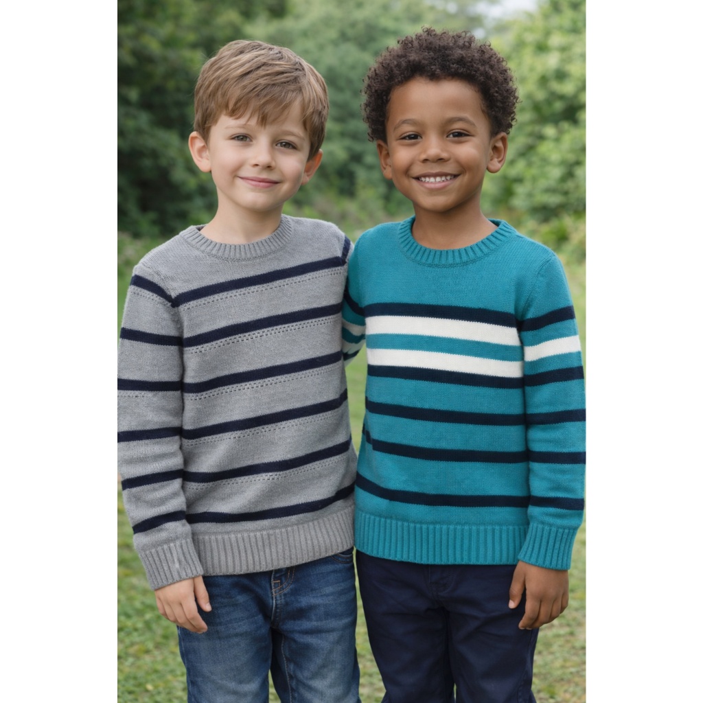 Kit 2 Suéter Infantil para Menino ou Menina em Tricô, Malha Quentinha, Moda Moderna, Estilo Inverno, Tamanhos do 1 ao 16