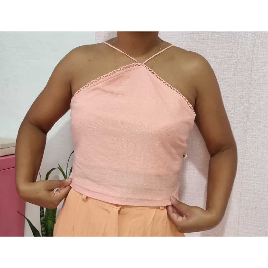 Cropped rosa de brilhos Antix