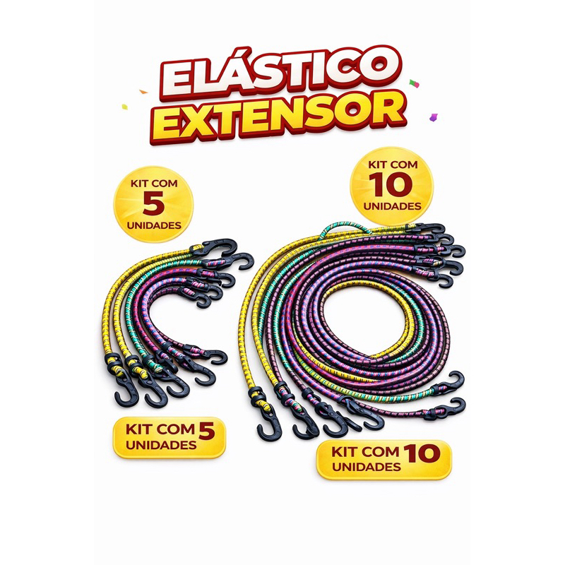 Elástico Extensor Multiuso com Gancho Corda elástica 1,50m