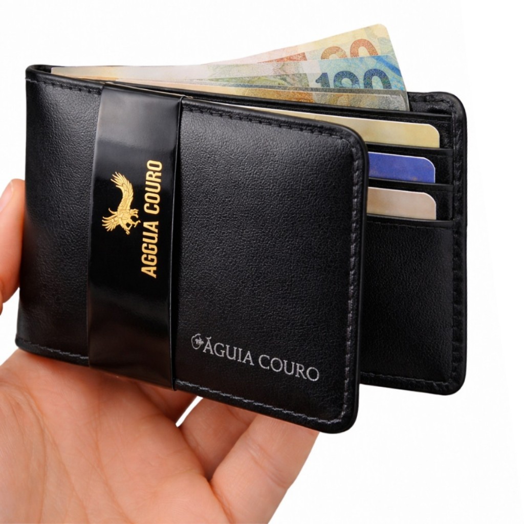 Carteira masculino em couro legítimo porta cartões  Porta moedas Águia Couro.