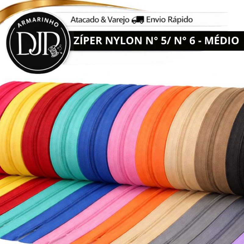 Zíper Nylon N 5 e N 6 Coloridos