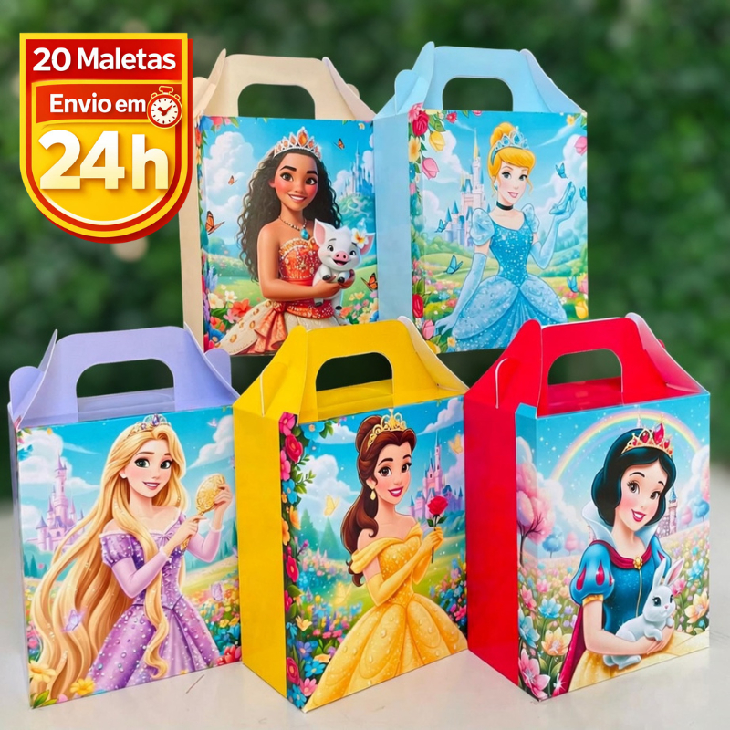 Personalizados Caixa Maletinha PRINCESAS da Disney , Rapuzel, Moana, Jasmin Pegue e Monte 20 Unid Lembrancinha Infantil