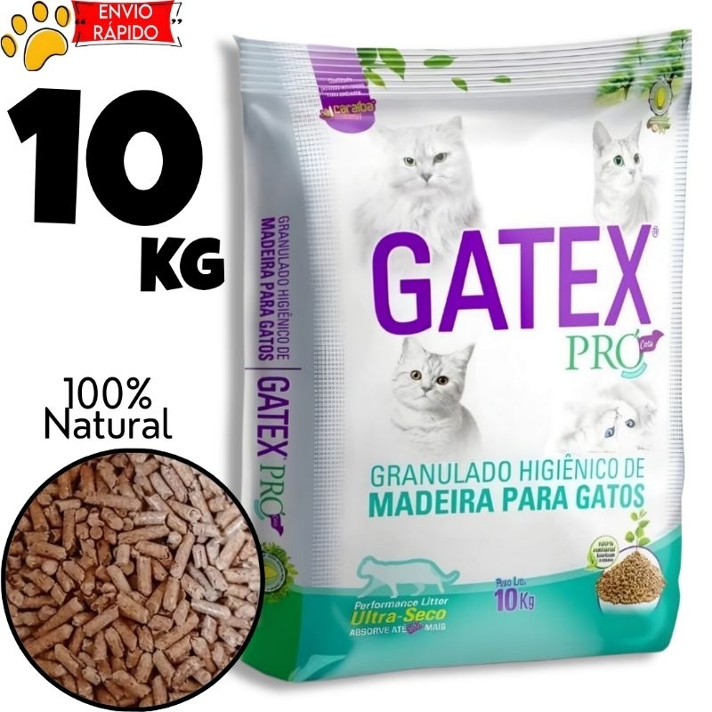 Areia para Gatos 10kg Madeira Alta Absorção Granulado Madeira Ecológico Ultra Seco Gatex Pro