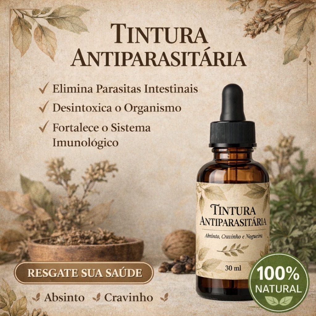 Antiparasitário Natural 30ml | Absinto + Cravo + Nogueira Preta | Fórmula Dra Hulda Clark